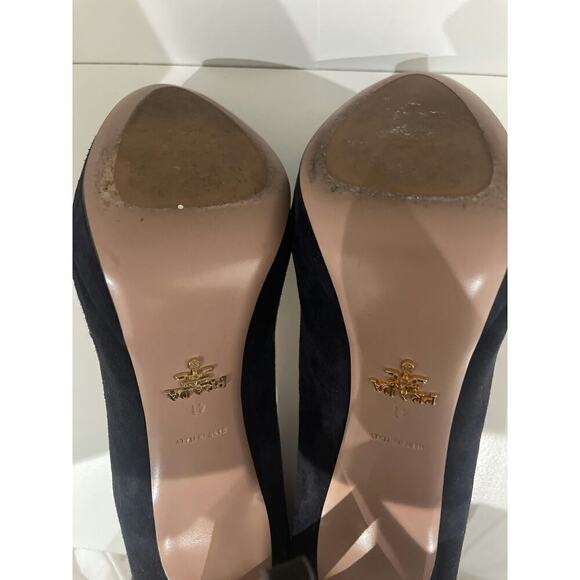 Prada Navy Blue Suede Pointed Toe Pumps - Picture 3 of 4